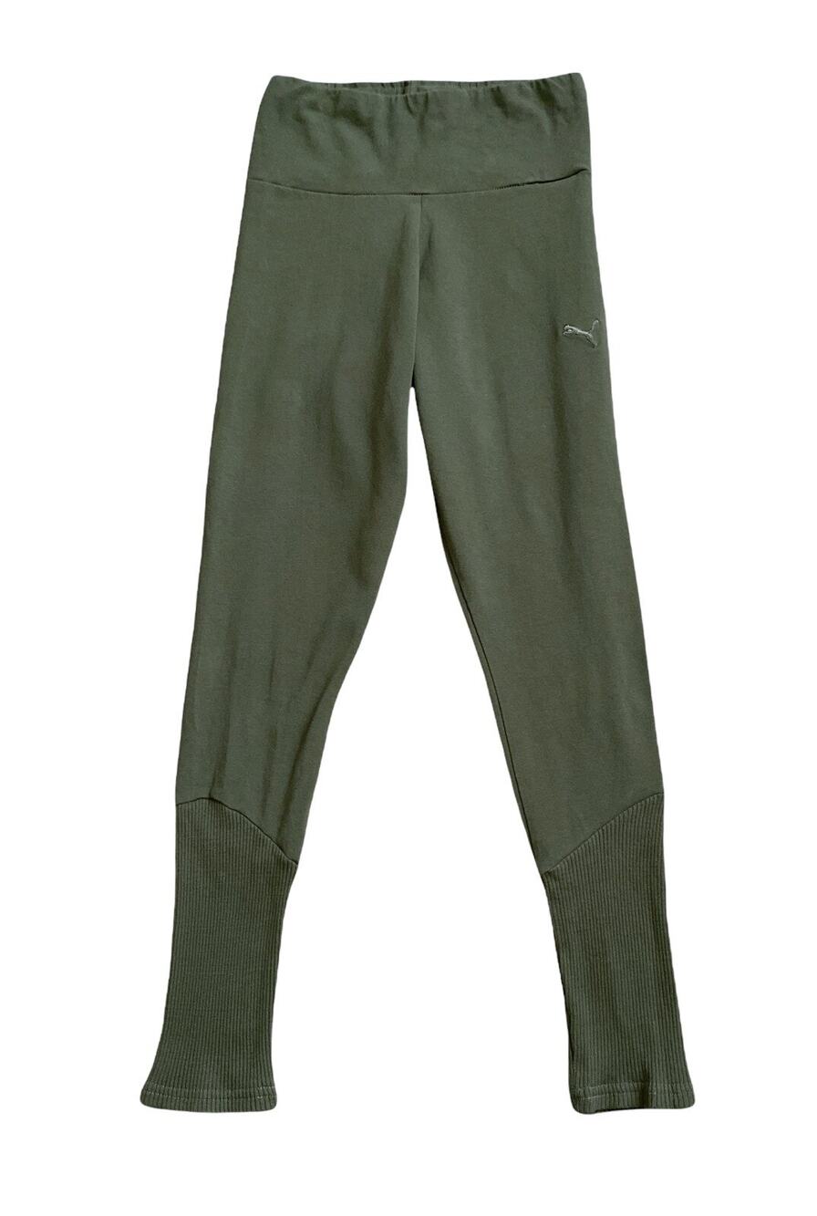 Puma Leggings Womens Size S Olive Green High Rise Cropped Yoga Gym Workout Pants